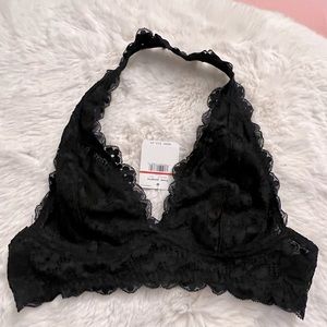 NWT Free People Black Lace Halter Bra